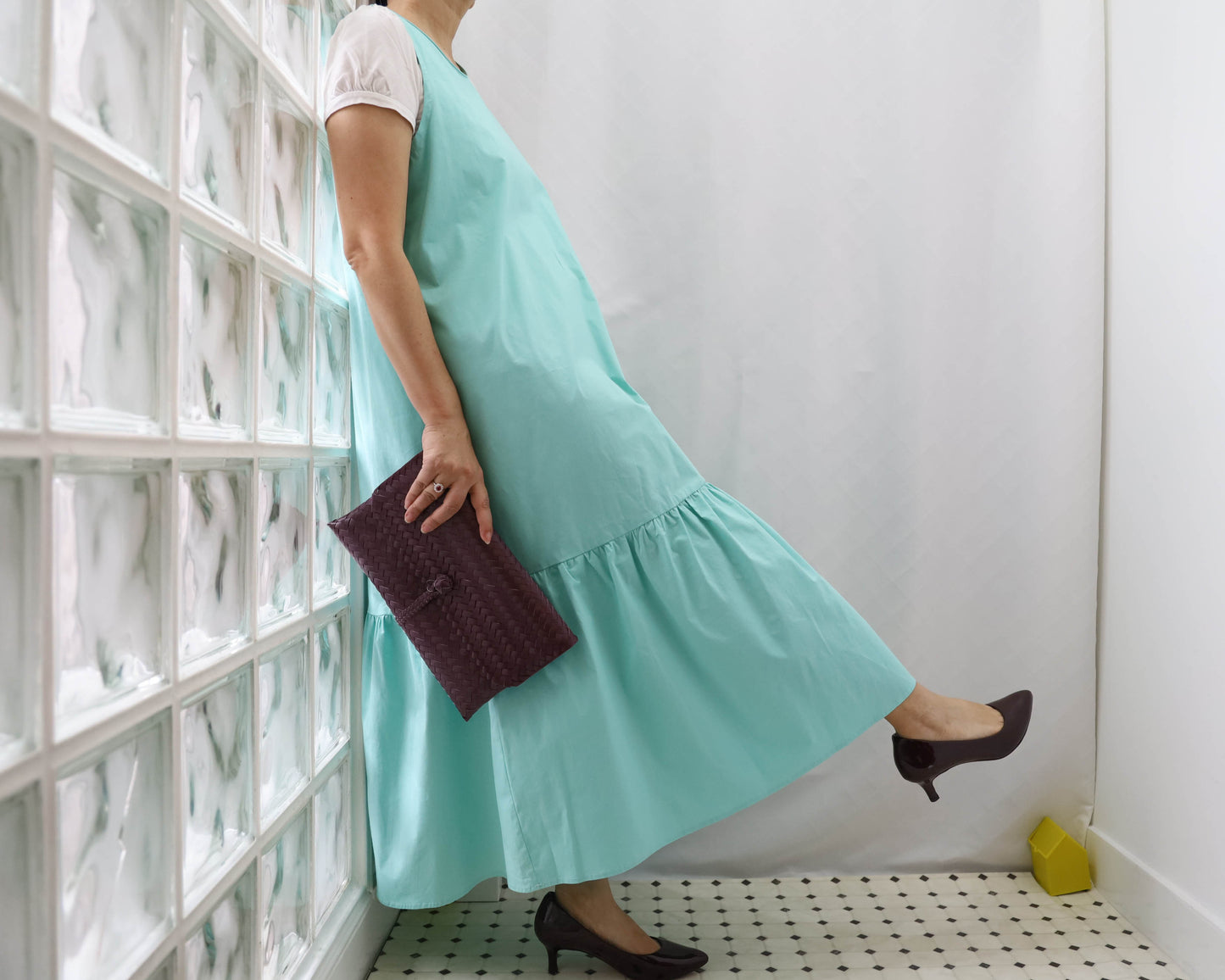 <D18M> Drop ruffle maxi Dress Mint