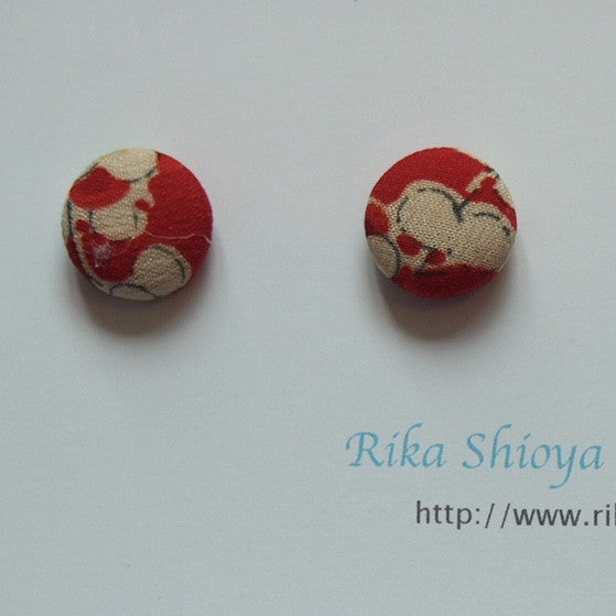 FV15E01-046> Covered Button Earrings - KIMONO