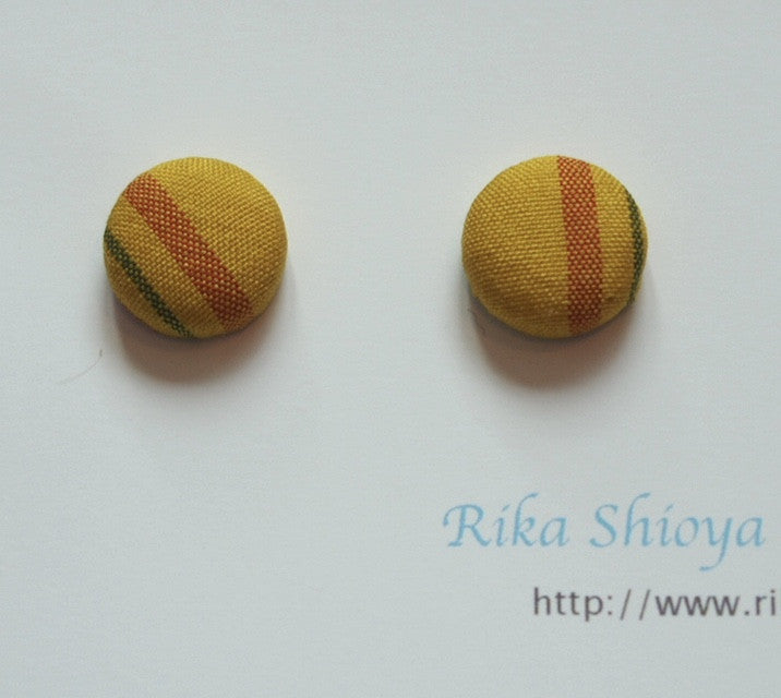 FV15E01-047> Covered Button Earrings - KIMONO