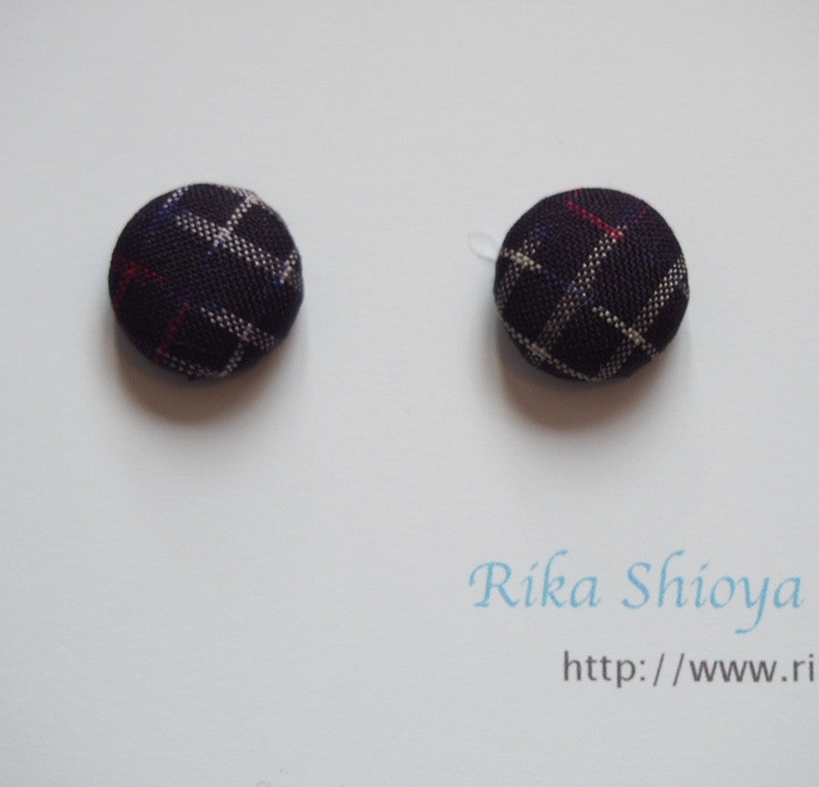 FV15E01-049> Covered Button Earrings - KIMONO
