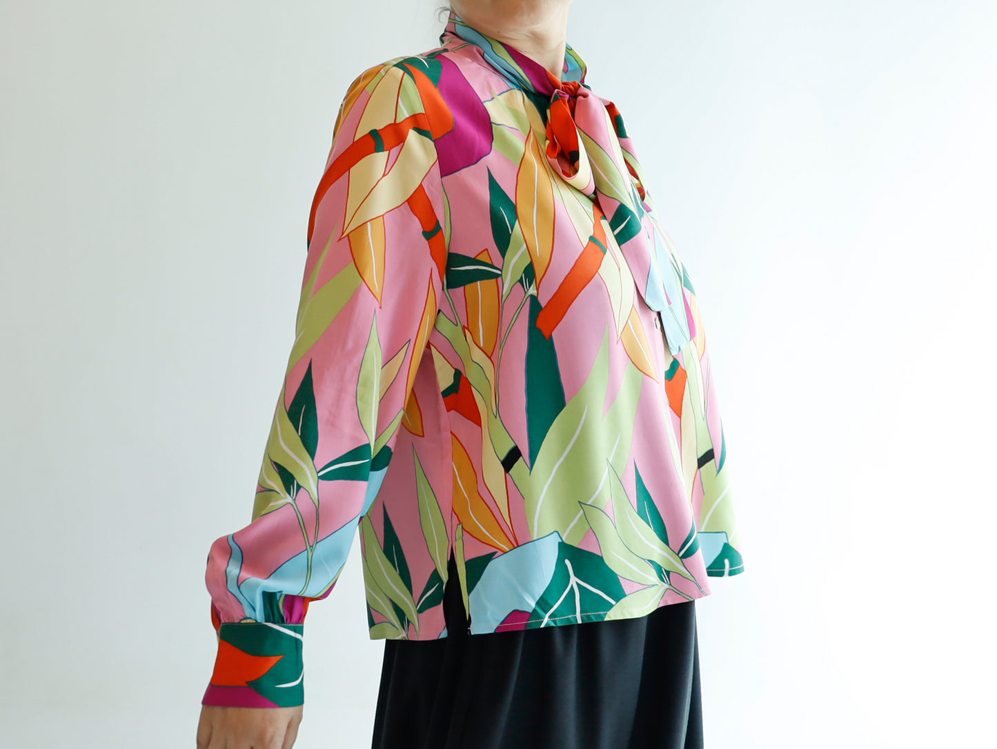 <T18PS>   PRINT Blouse -PINK