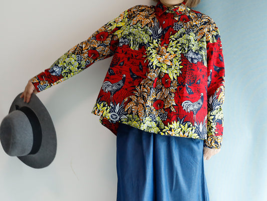 <T17J-023> AFRICAN PRINTED FRONT TUCK Shirt