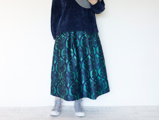 <S17V80>COVENT GARDEN WOVEN GREEN Skirt  -Length 80cm