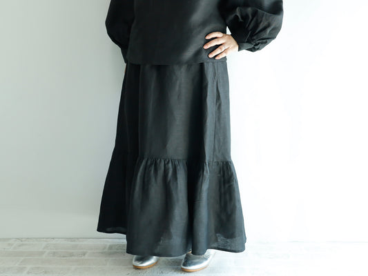 <S32NR-000> NOIR LINEN  Skirt