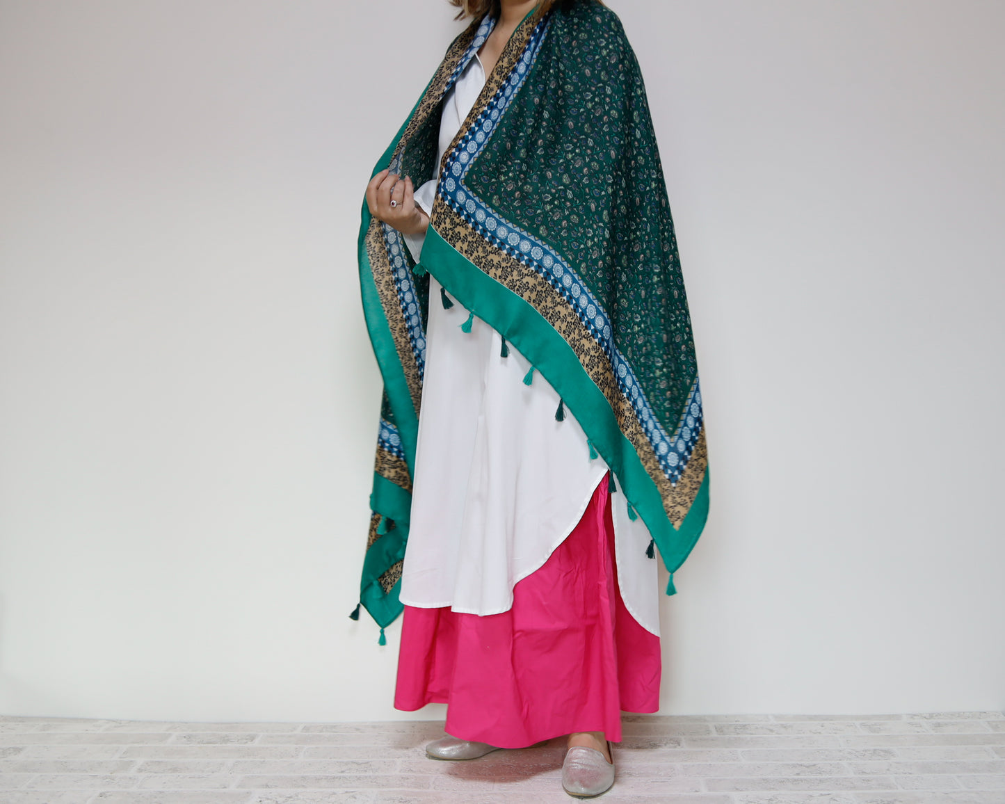 <A18> PRINTED Scarf GREEN