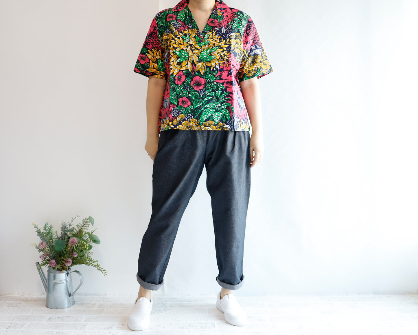 <P12D> Denim with dots -Relax Tapered Pants