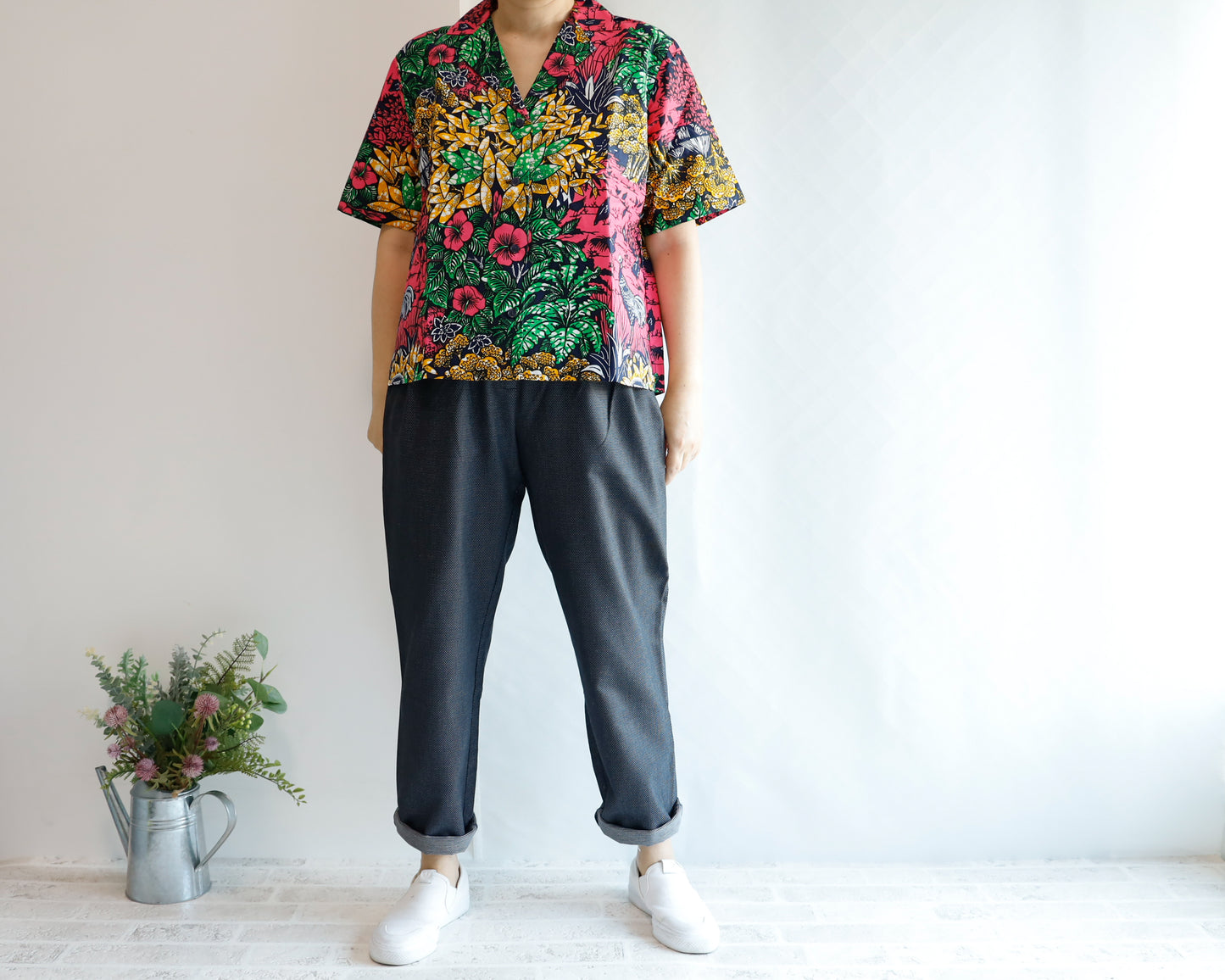 <P12D> Denim with dots -Relax Tapered Pants