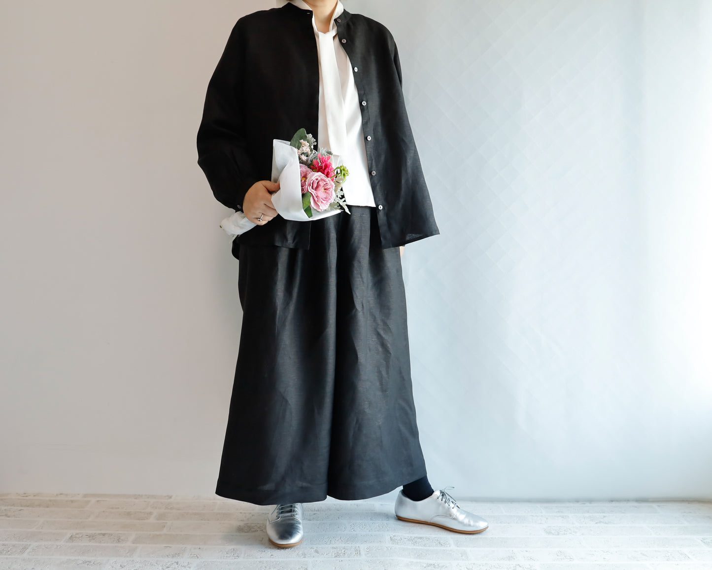 <P14NR-000> NOIR LINEN/RAYON GAUCHO