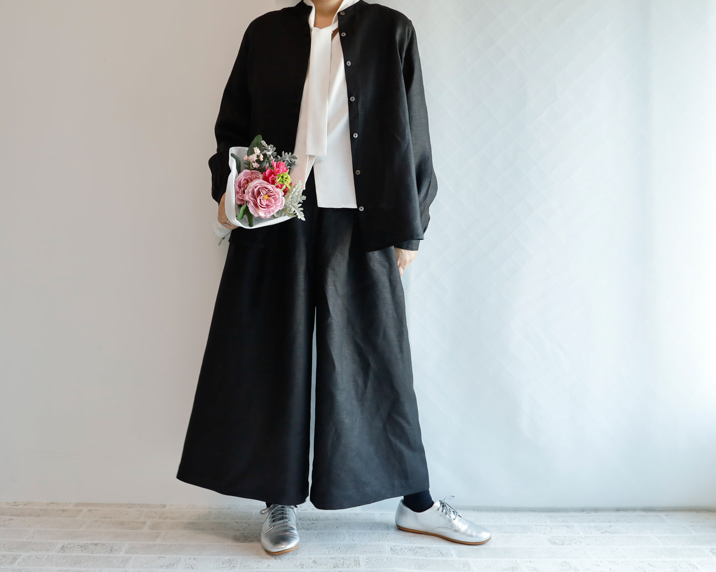 <P14NR-000> NOIR LINEN/RAYON GAUCHO