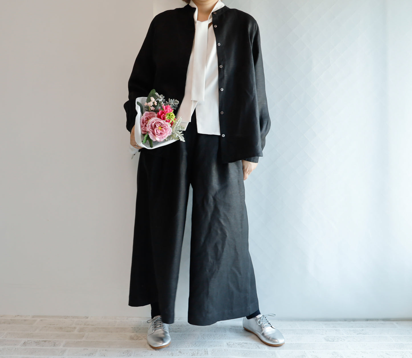 <P14NR-000> NOIR LINEN/RAYON GAUCHO