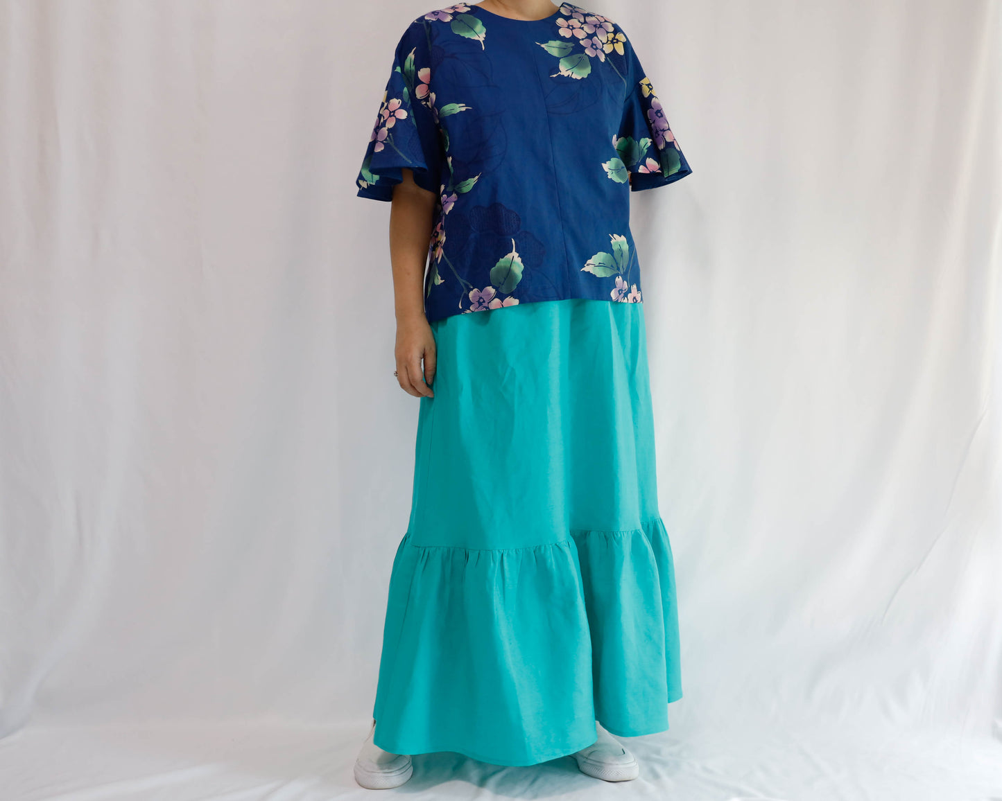 <S32V> LINEN RAYON SKIRT Green