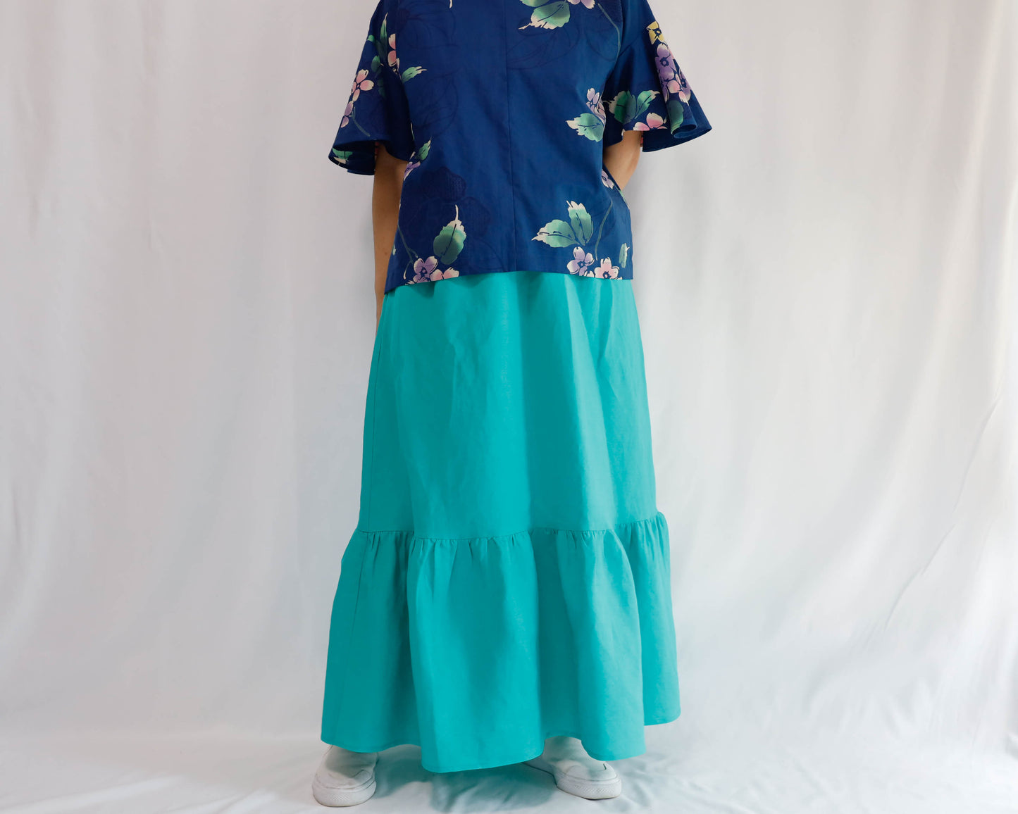 <S32V> LINEN RAYON SKIRT Green