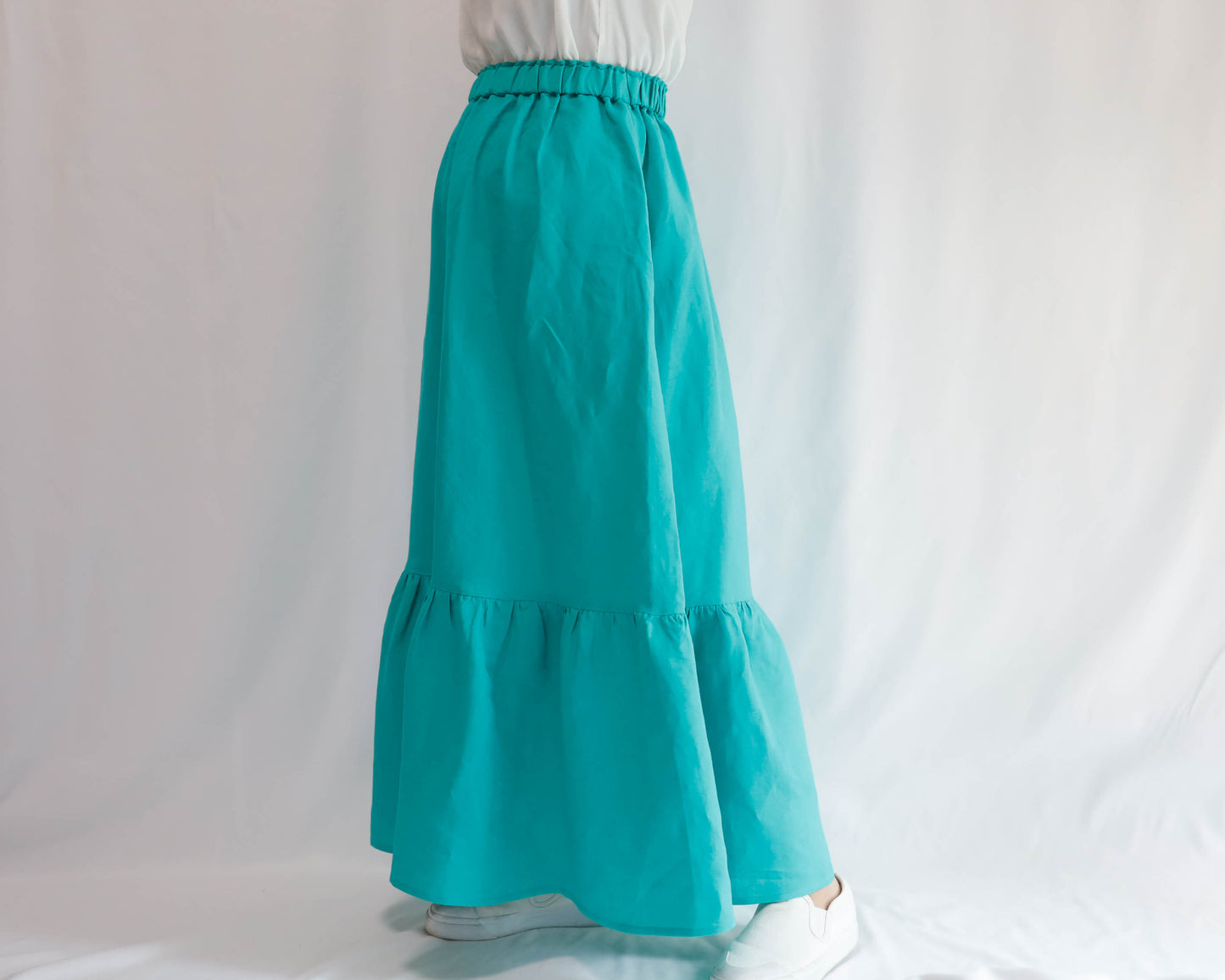 <S32V> LINEN RAYON SKIRT Green