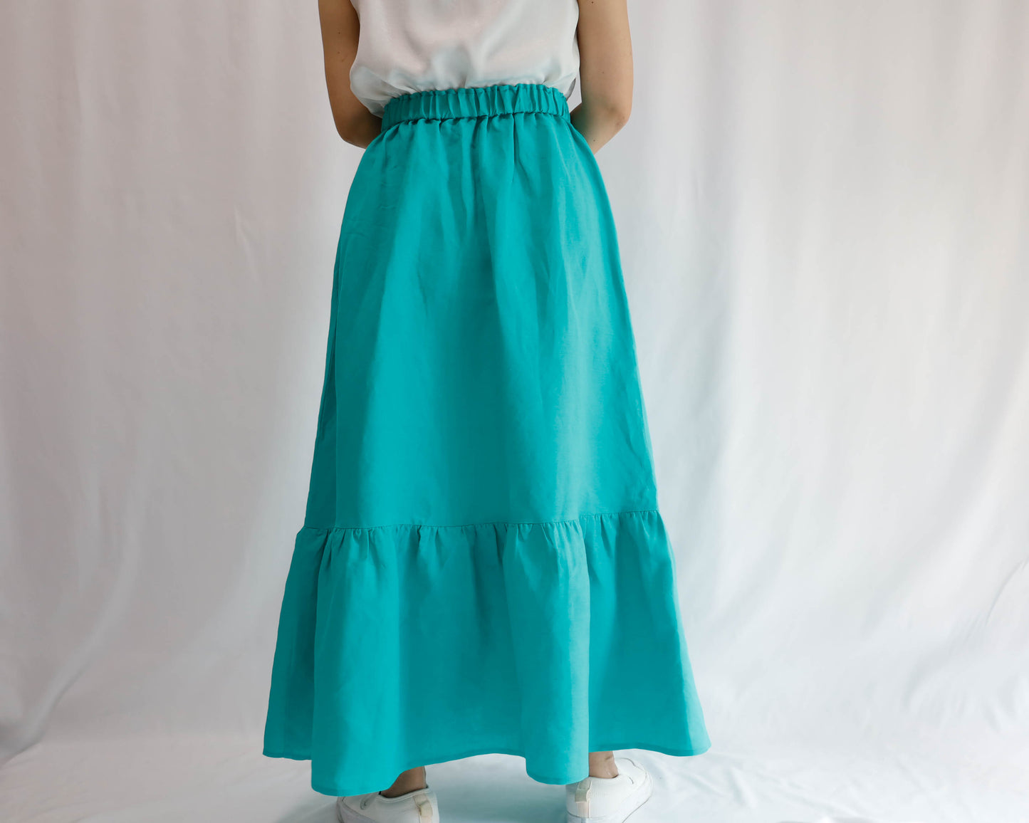 <S32V> LINEN RAYON SKIRT Green
