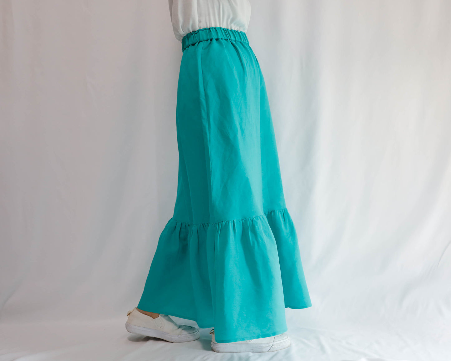 <S32V> LINEN RAYON SKIRT Green