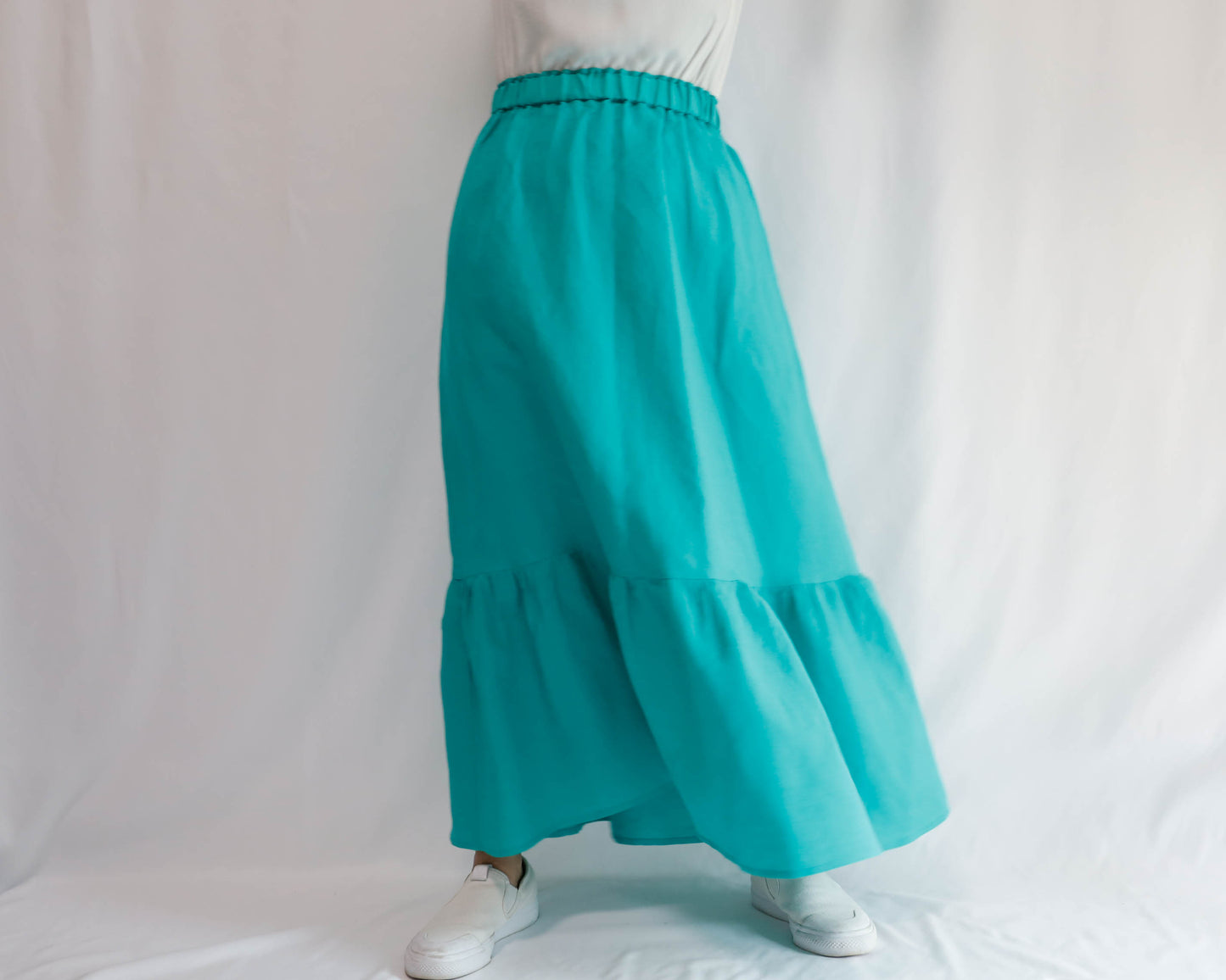 <S32V> LINEN RAYON SKIRT Green