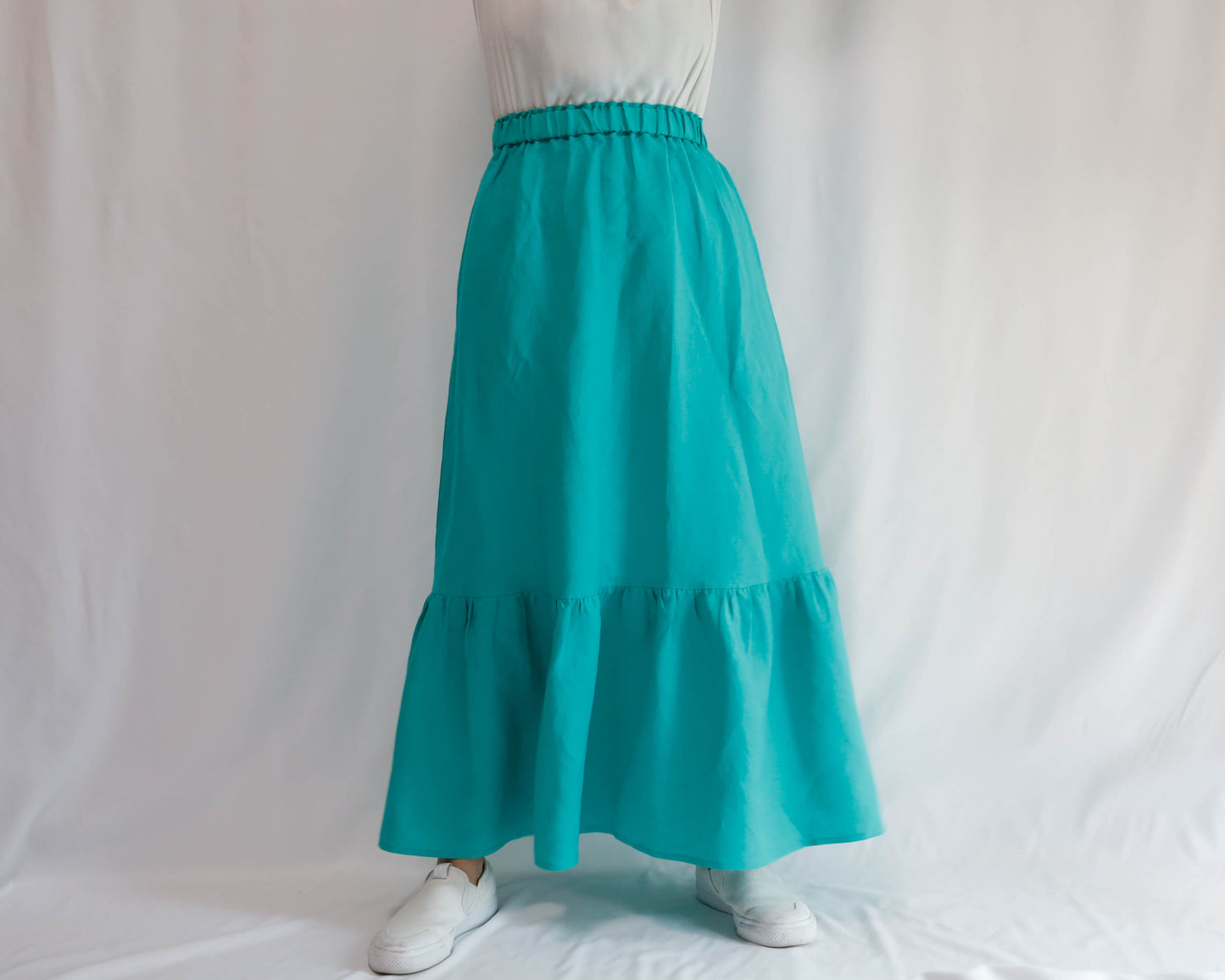 <S32V> LINEN RAYON SKIRT Green