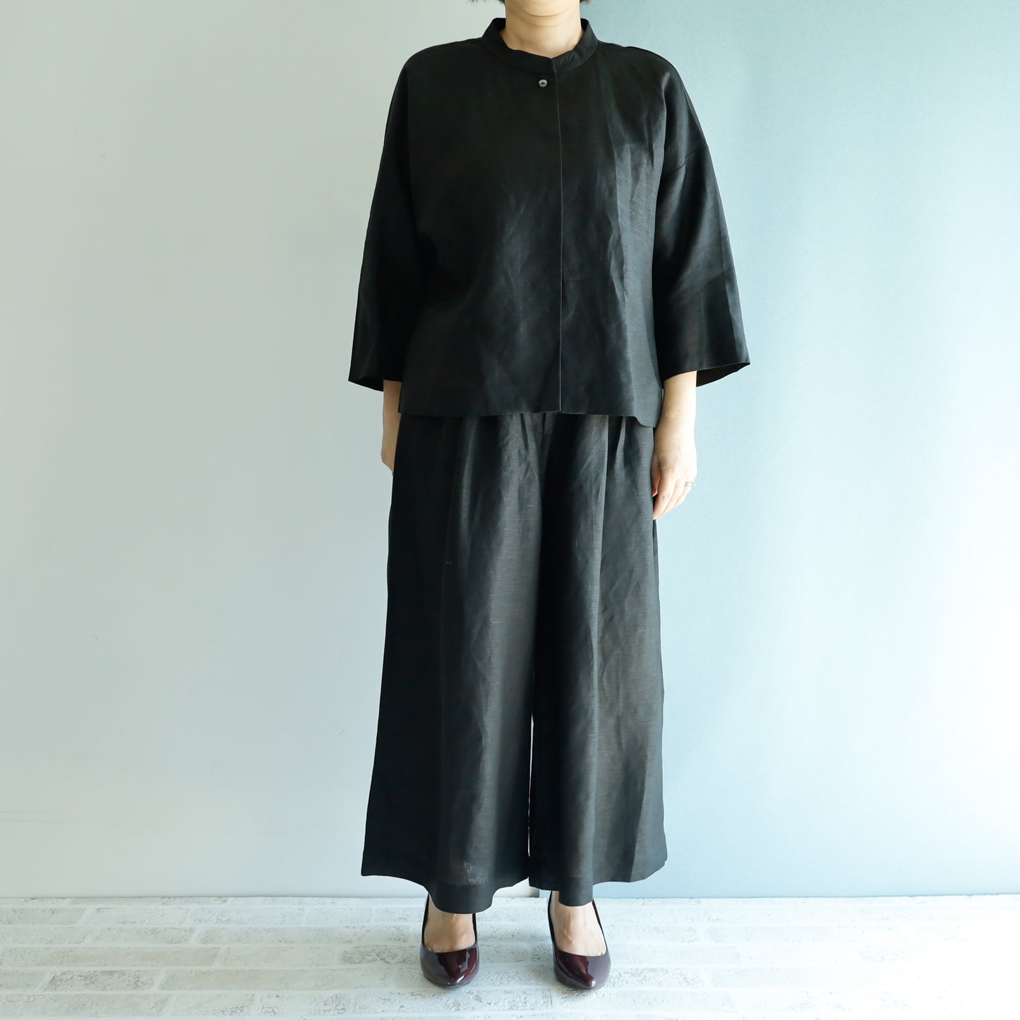 <P14NR-000> NOIR LINEN/RAYON GAUCHO