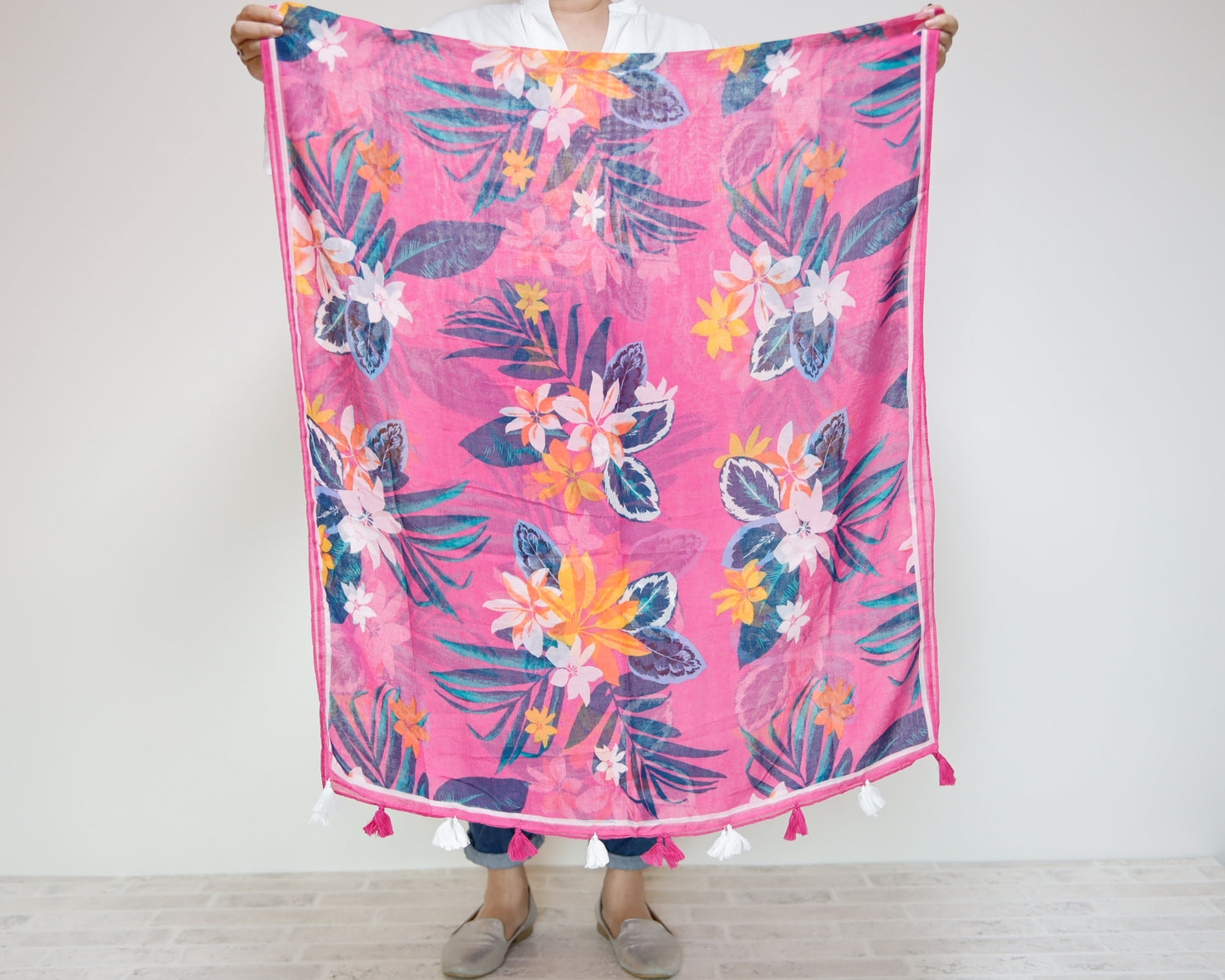 <A20> PRINTED Scarf PINK