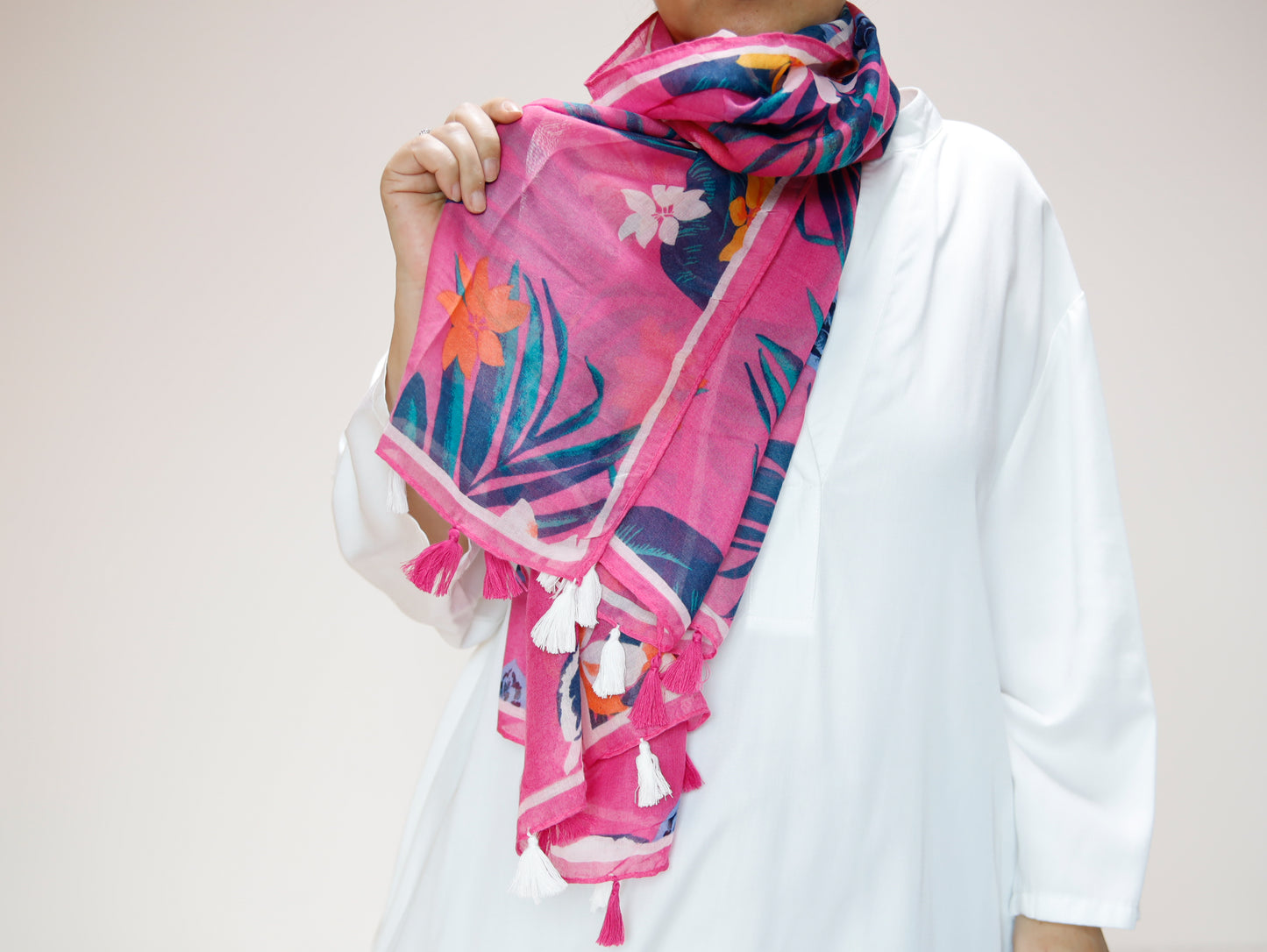 <A20> PRINTED Scarf PINK