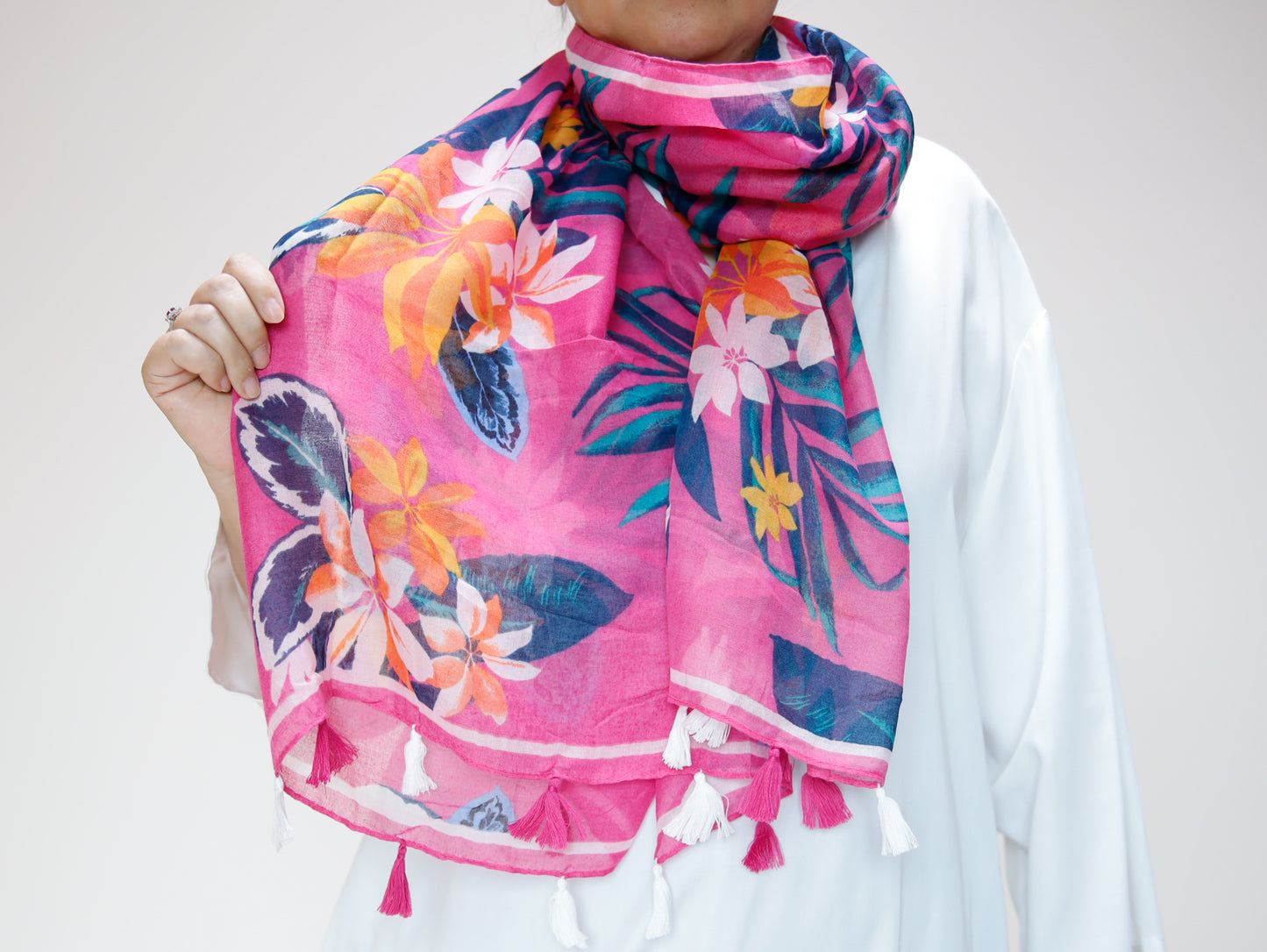 <A20> PRINTED Scarf PINK