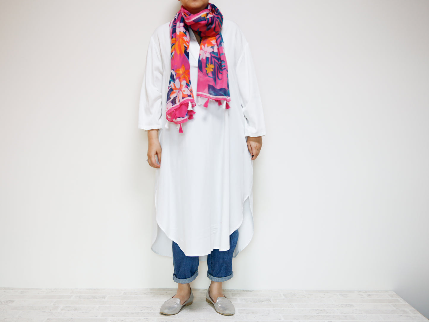 <A20> PRINTED Scarf PINK