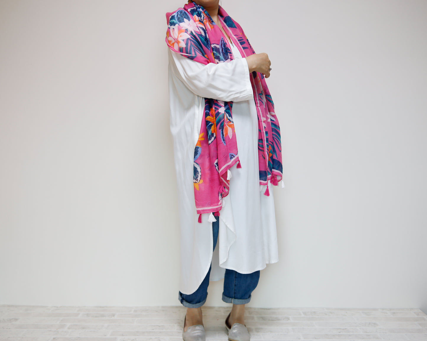 <A20> PRINTED Scarf PINK