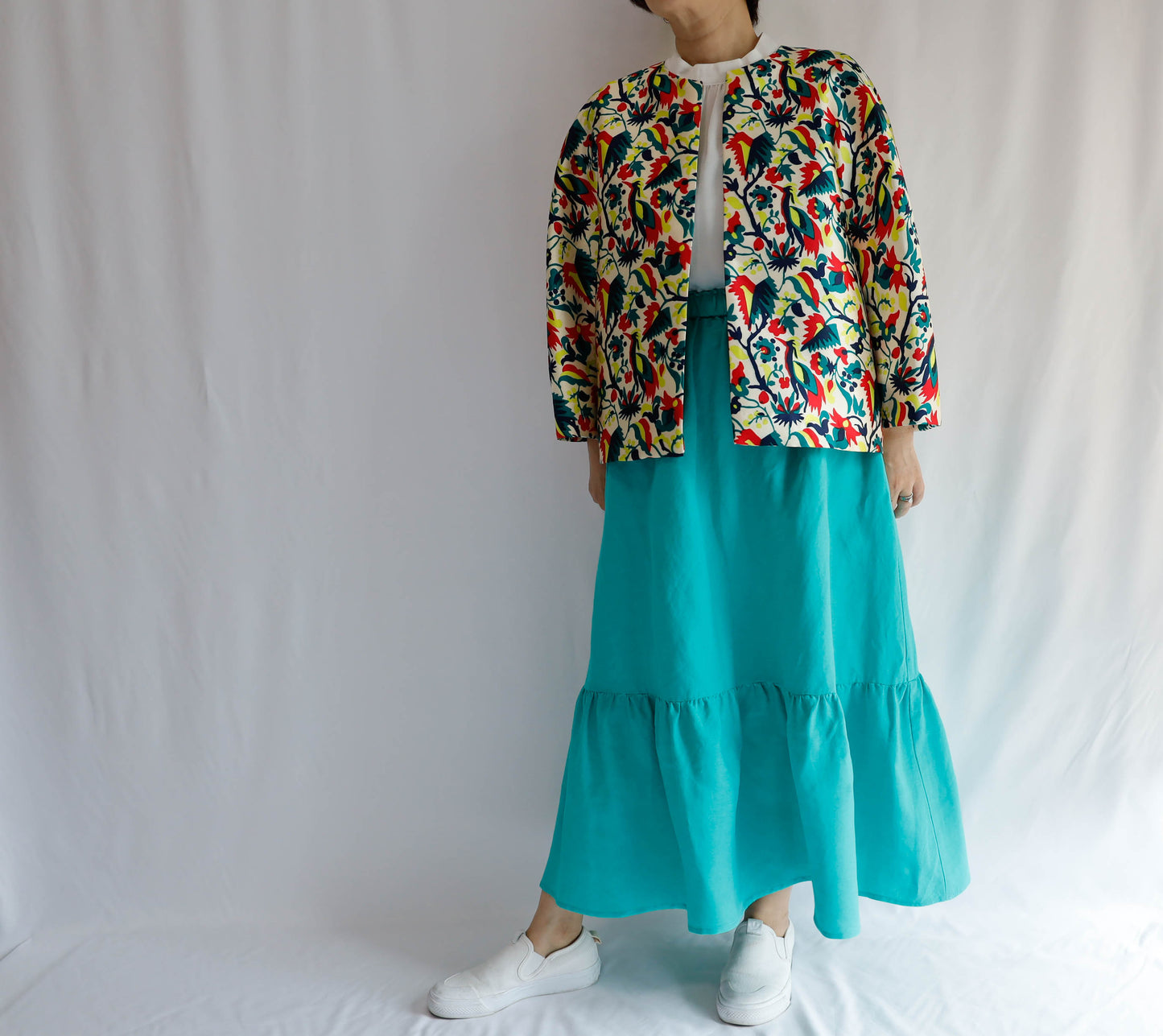 <S32V> LINEN RAYON SKIRT Green