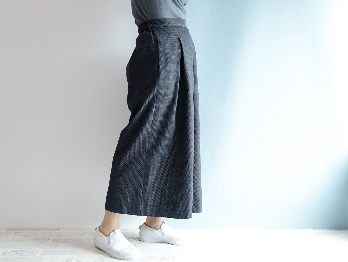 <P09D> DOTS DENNIM GAUCHO trousers