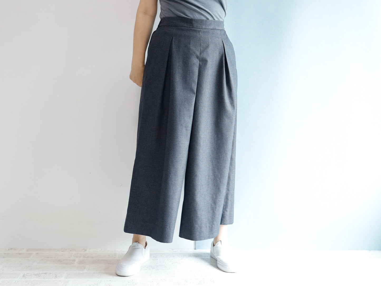 <P09D> DOTS DENNIM GAUCHO trousers