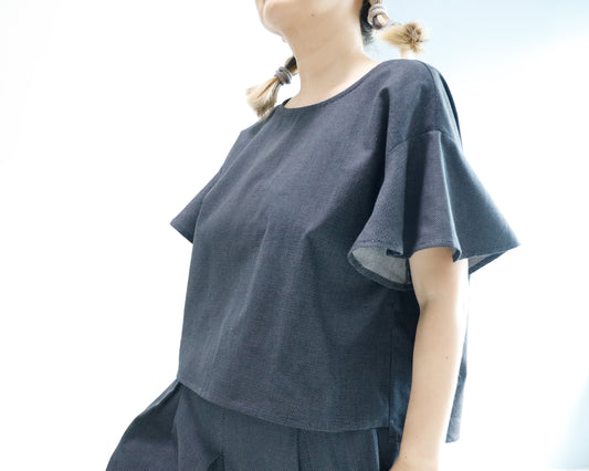 <T32D> DOTS DENNIM Top