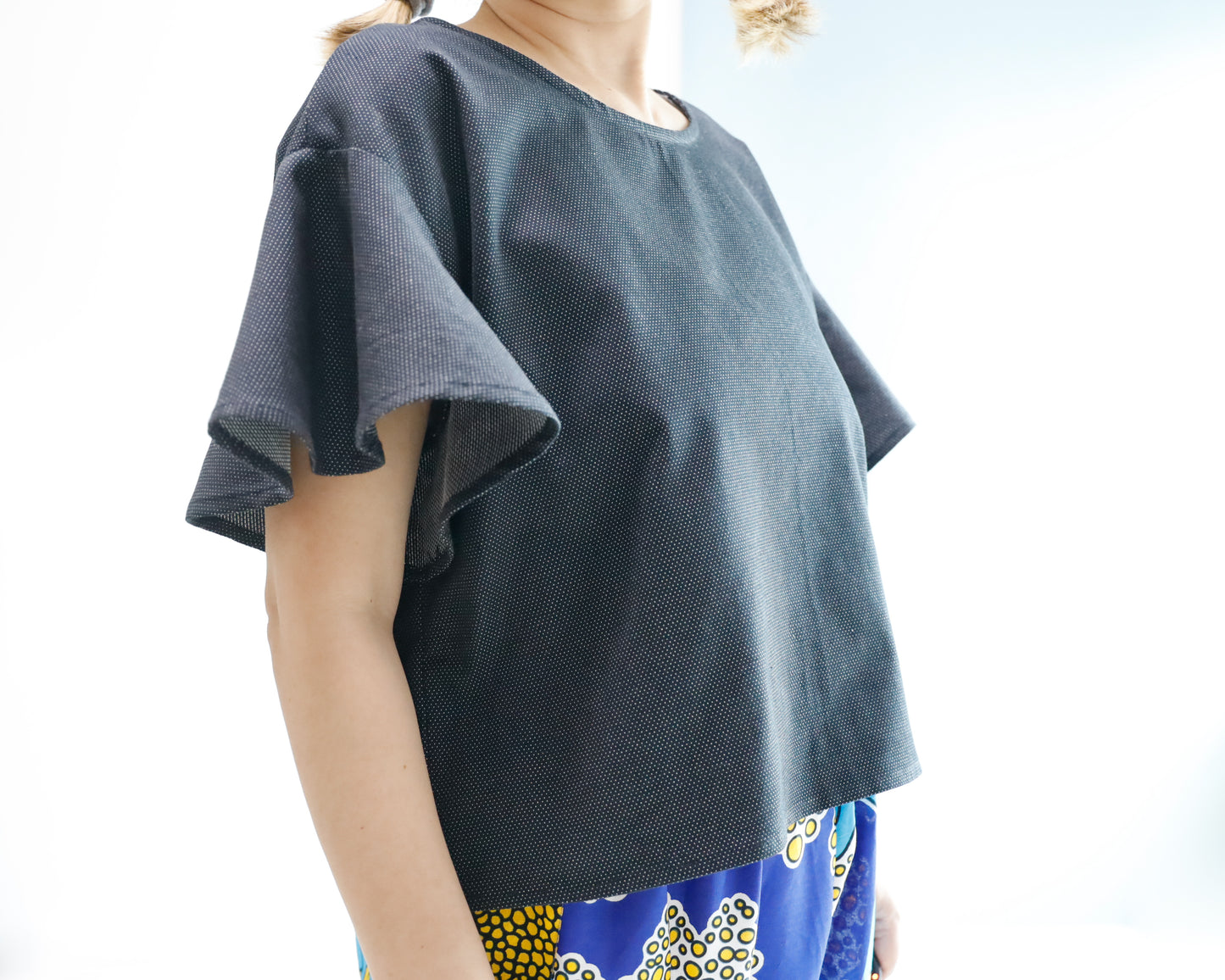 <T32D> DOTS DENNIM Top