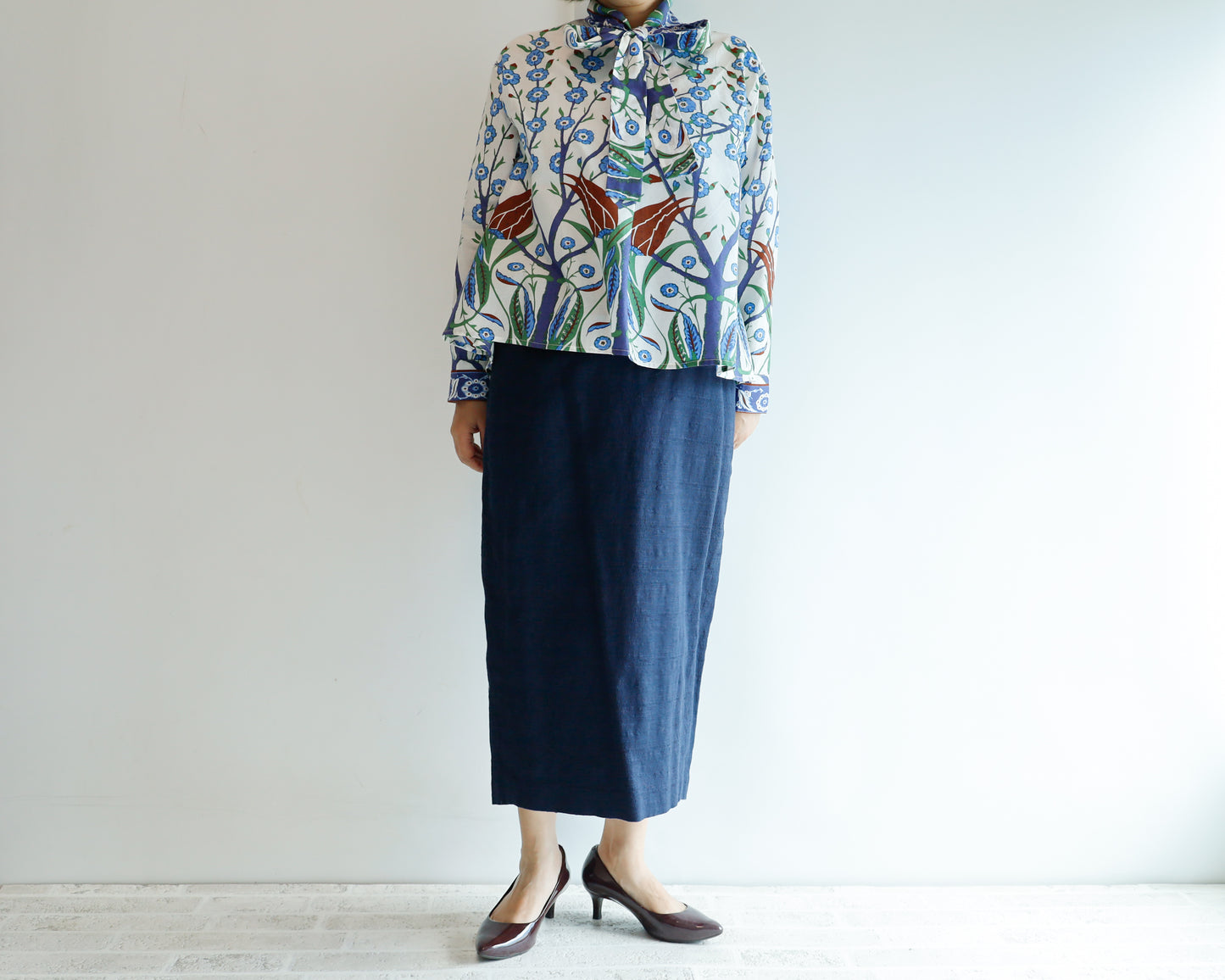 <T33BG>  PRINTED  Shirt -BLUE GARDEN
