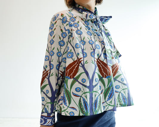<T33BG>  PRINTED  Shirt -BLUE GARDEN