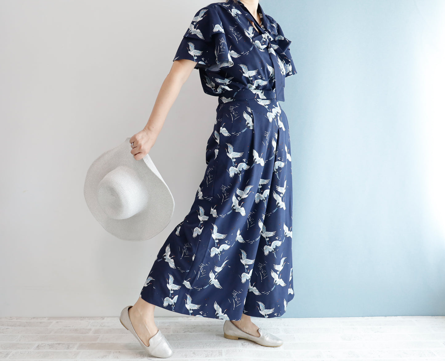 <RS21T26C> JAPANESE CRANE PRINT Blouse