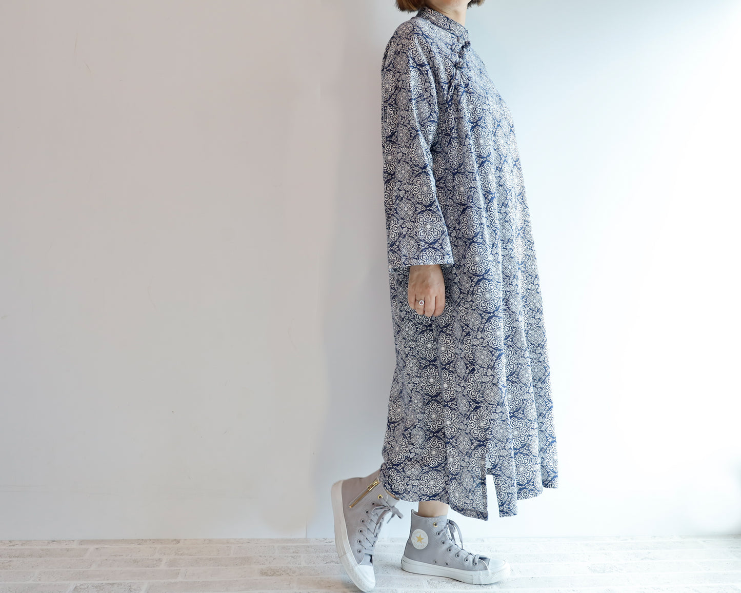 <D25CB> CHINOISERIE DRESS -NAVY