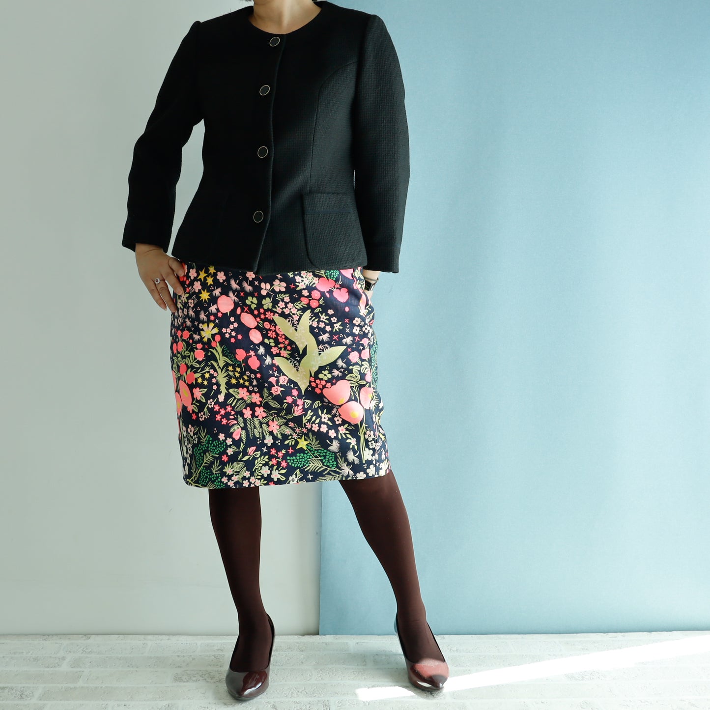 <RS19S30A> CRAZY WOVEN TEXTILE tight skirt