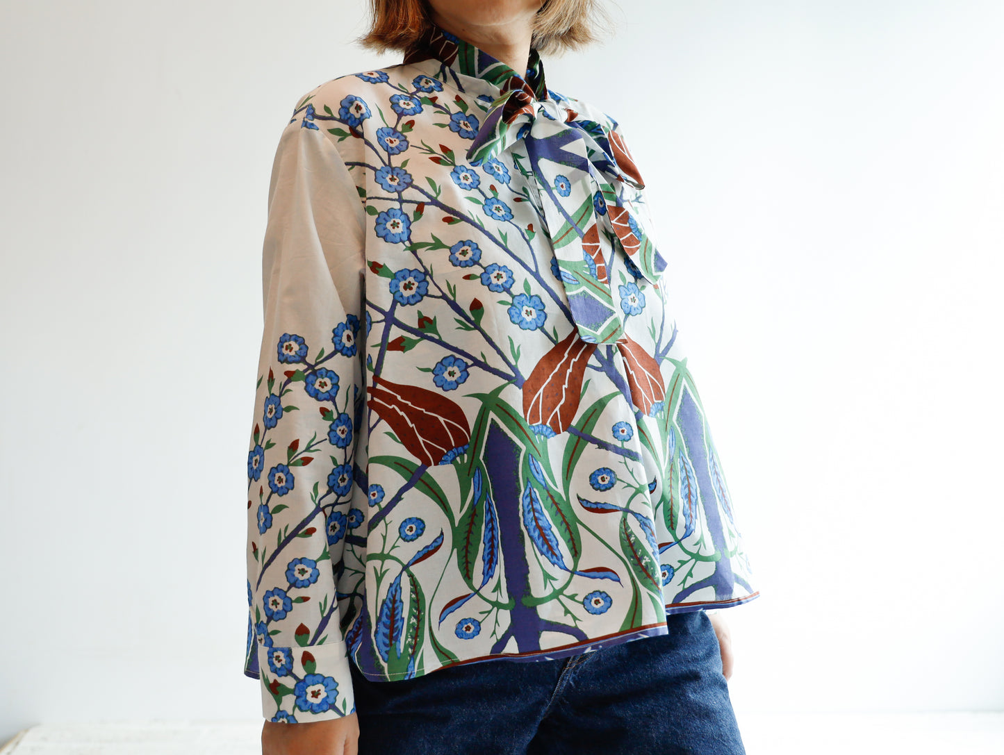 <T33BG> PRINTED Shirt -BLUE GARDEN