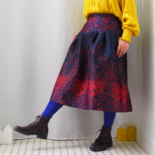 <S17H70-RS18> SCARLET DOTS WOVEN Skirt