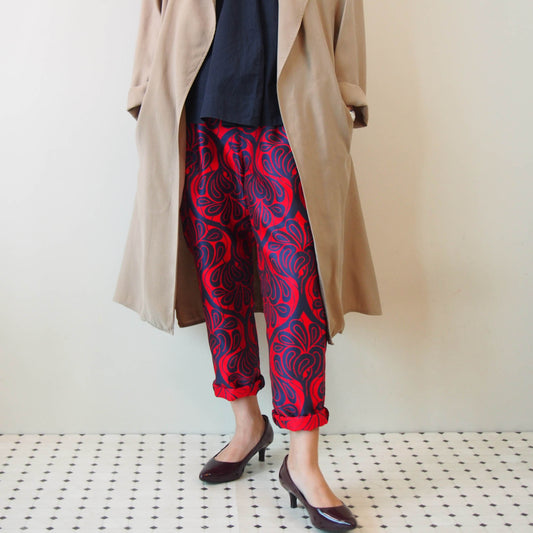 <RS18P10-001> コベントガーデン -程よくイカれた感じのダマスク柄テーパードパンツ