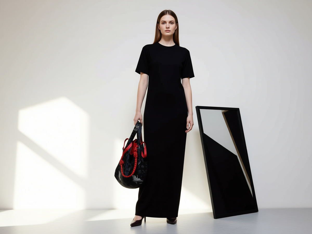REGISTAR｜Black Crane & Cloud Marché Bag