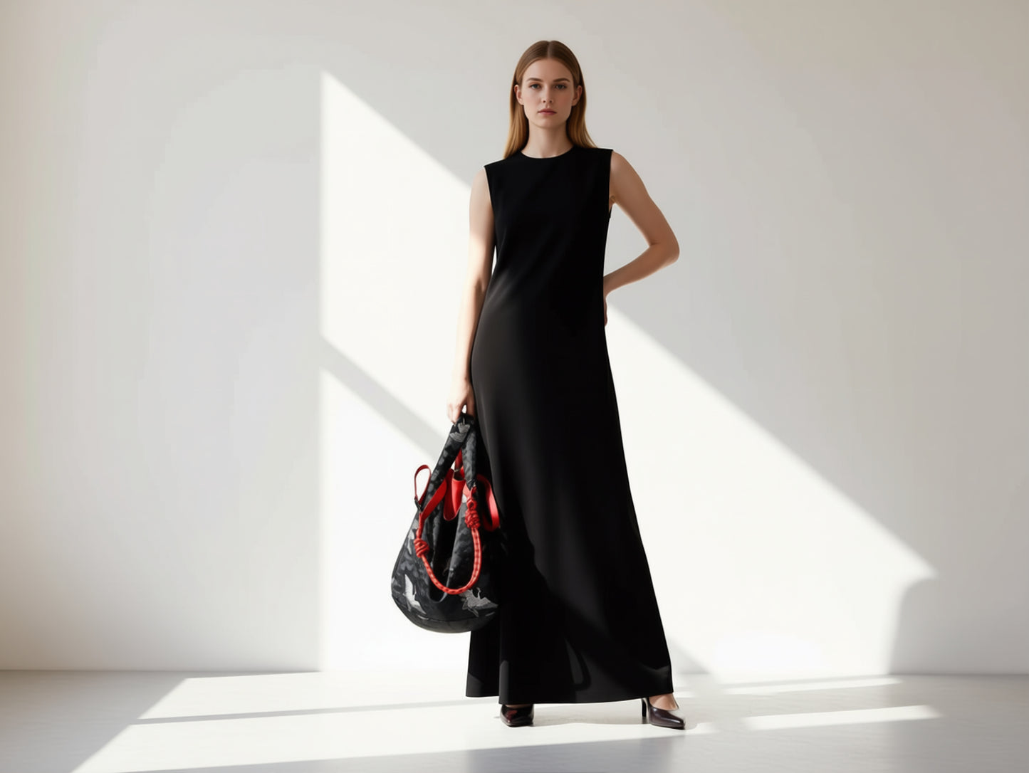 REGISTAR｜Black Crane & Cloud Marché Bag