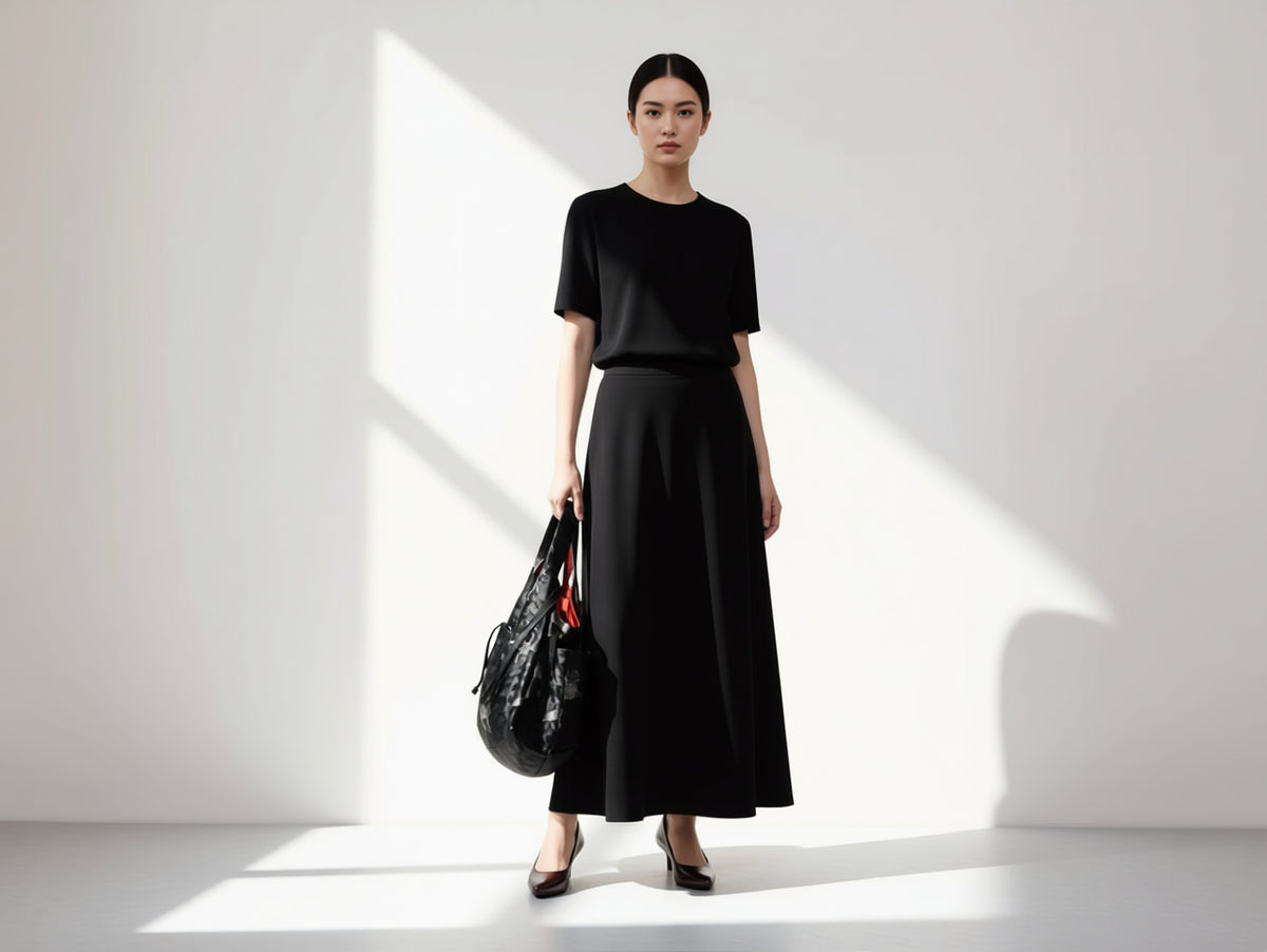 REGISTAR｜Black Crane & Cloud Marché Bag