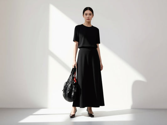 REGISTAR｜Black Crane & Cloud Marché Bag