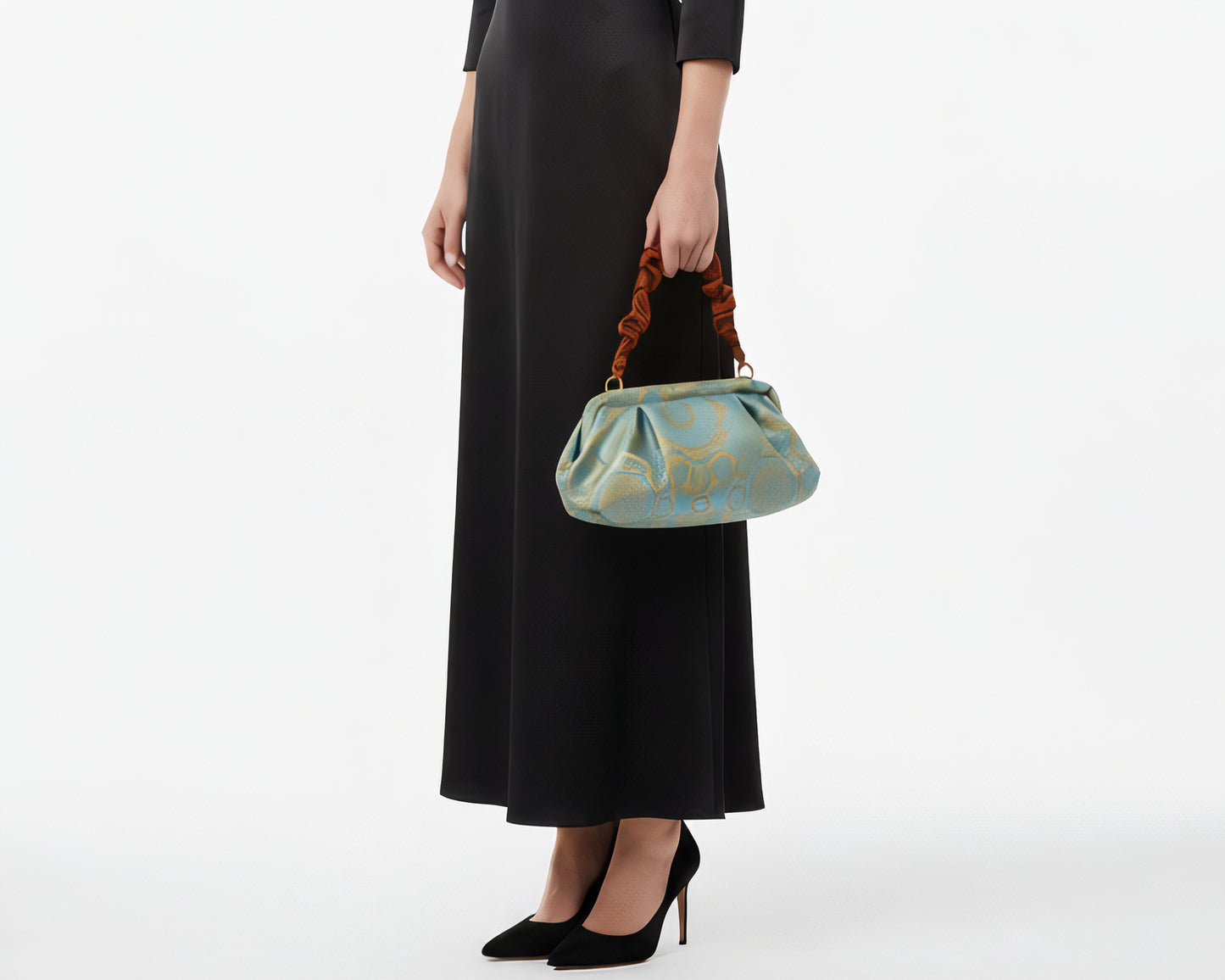 <B10GC> DIM SUM CLUTCH BAG  GOLD + CYAN