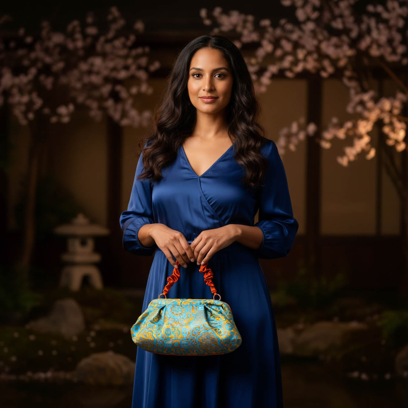 <B10GC> DIM SUM CLUTCH BAG  GOLD + CYAN