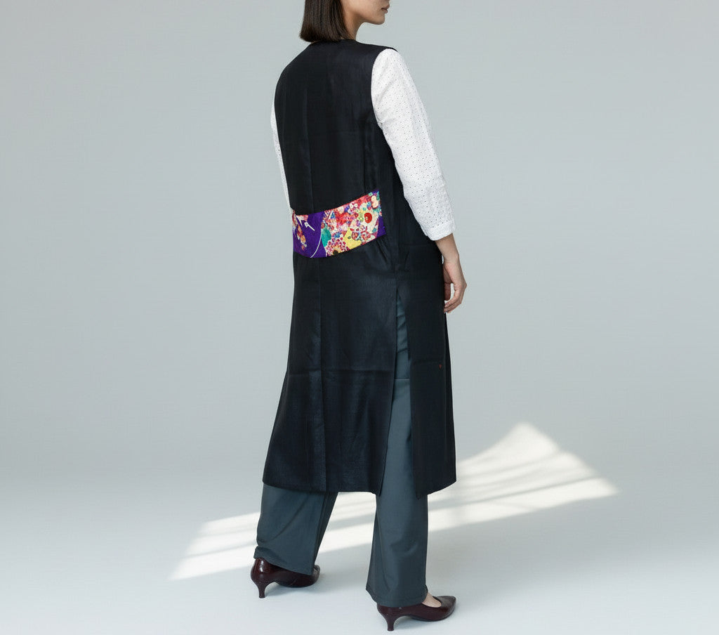 <V01-025> KIMONO Gilet Black