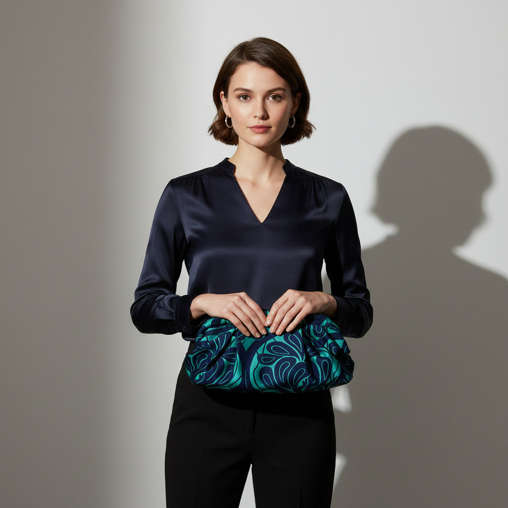 <B10V> COVENT GAEDEN GREEN CLUTCH BAG