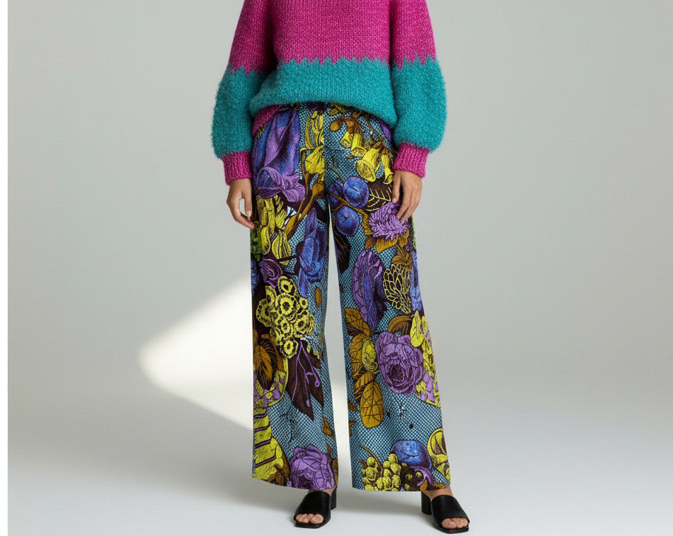 <P22-001>  AFRICAN PRINT WIDE PANTS