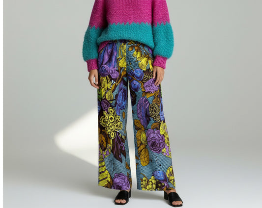 <P22-001>  AFRICAN PRINT WIDE PANTS